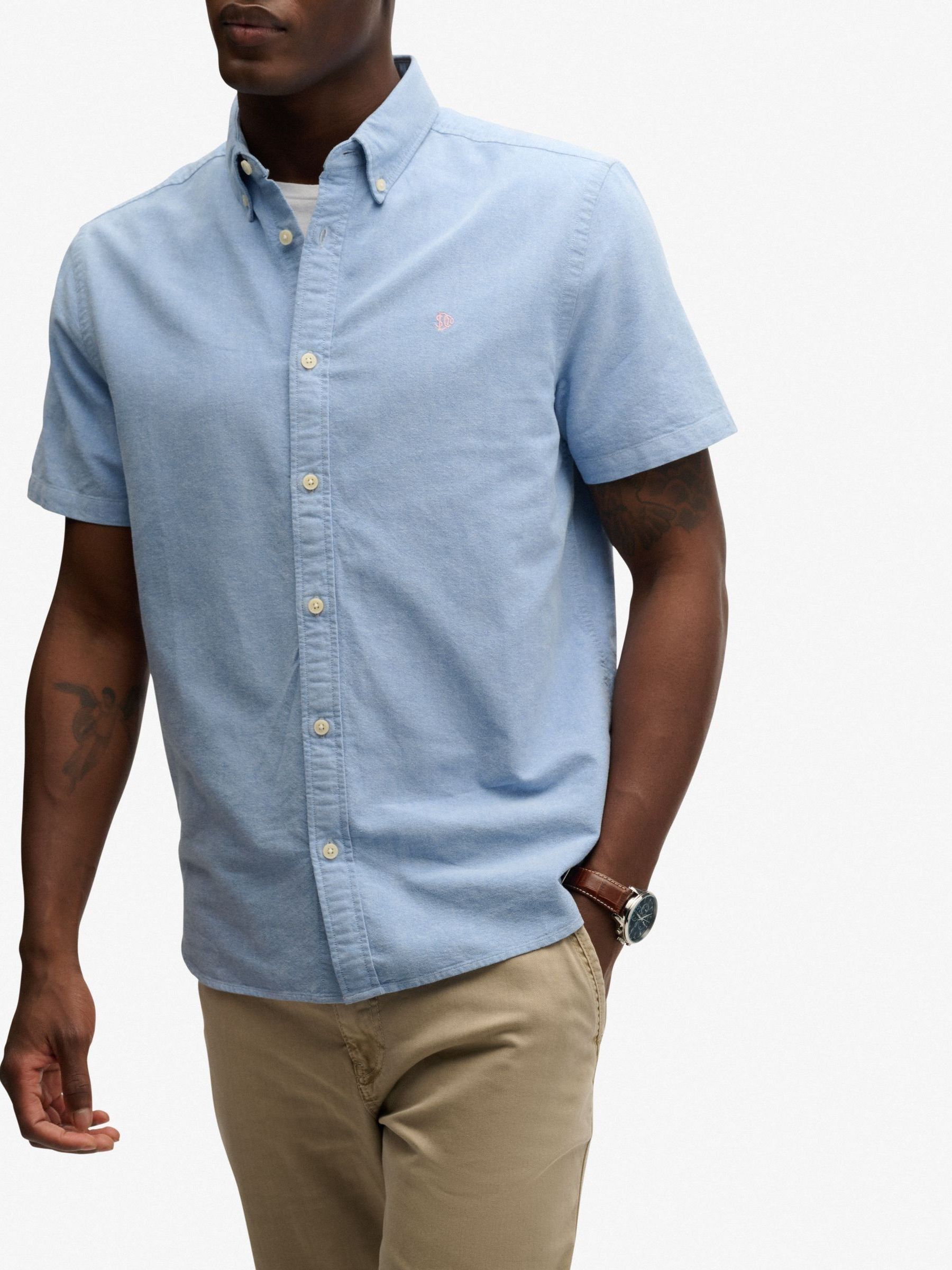 Buy Superdry Sky Blue Chambray Preppy Oxford Short Sleeve Shirt