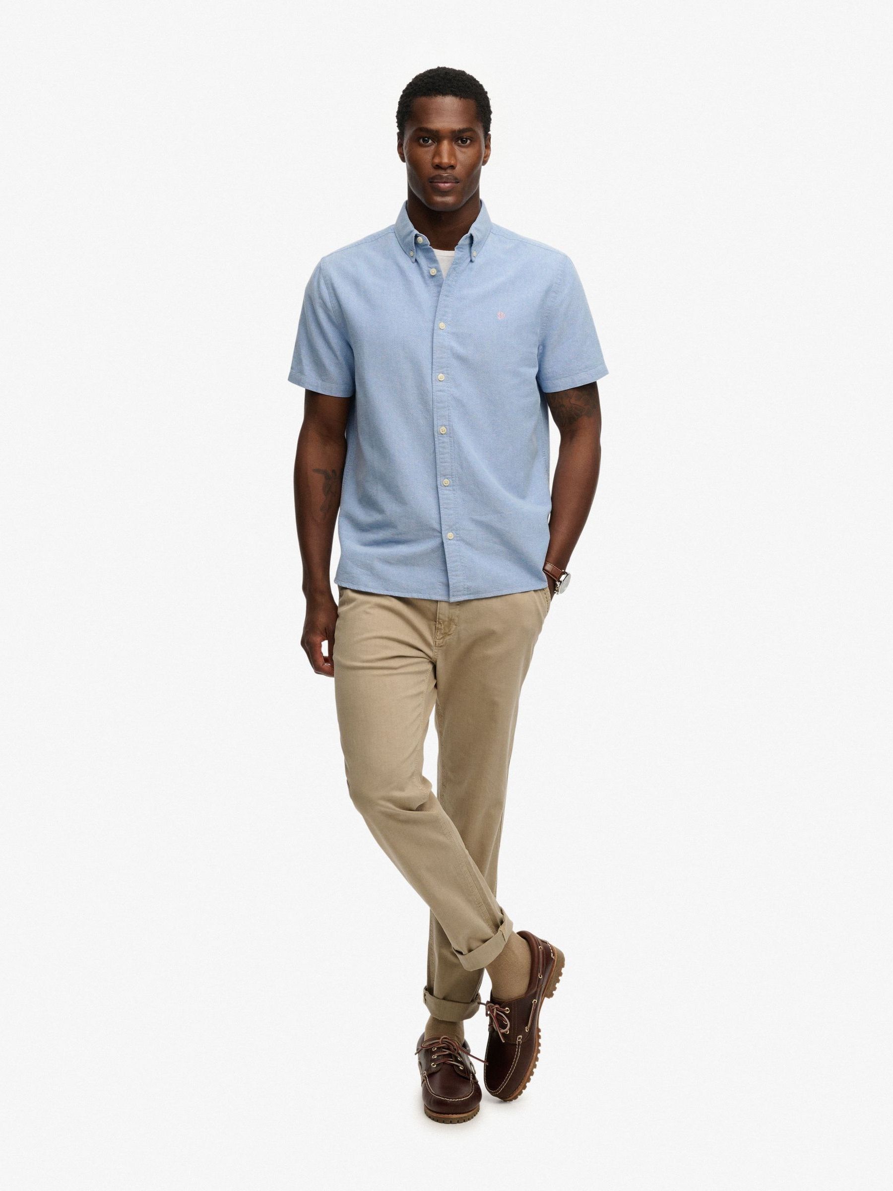 Buy Superdry Sky Blue Chambray Preppy Oxford Short Sleeve Shirt