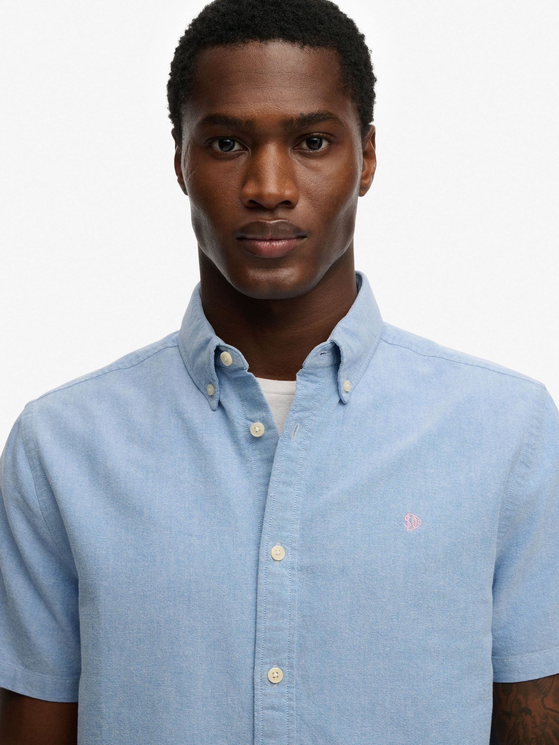 Buy Superdry Sky Blue Chambray Preppy Oxford Short Sleeve Shirt