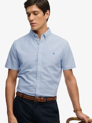 Superdry Blue Pinstripe Preppy Oxford Short Sleeve Shirt - Image 1 of 7