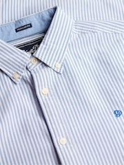 Superdry Blue Pinstripe Preppy Oxford Short Sleeve Shirt - Image 7 of 7