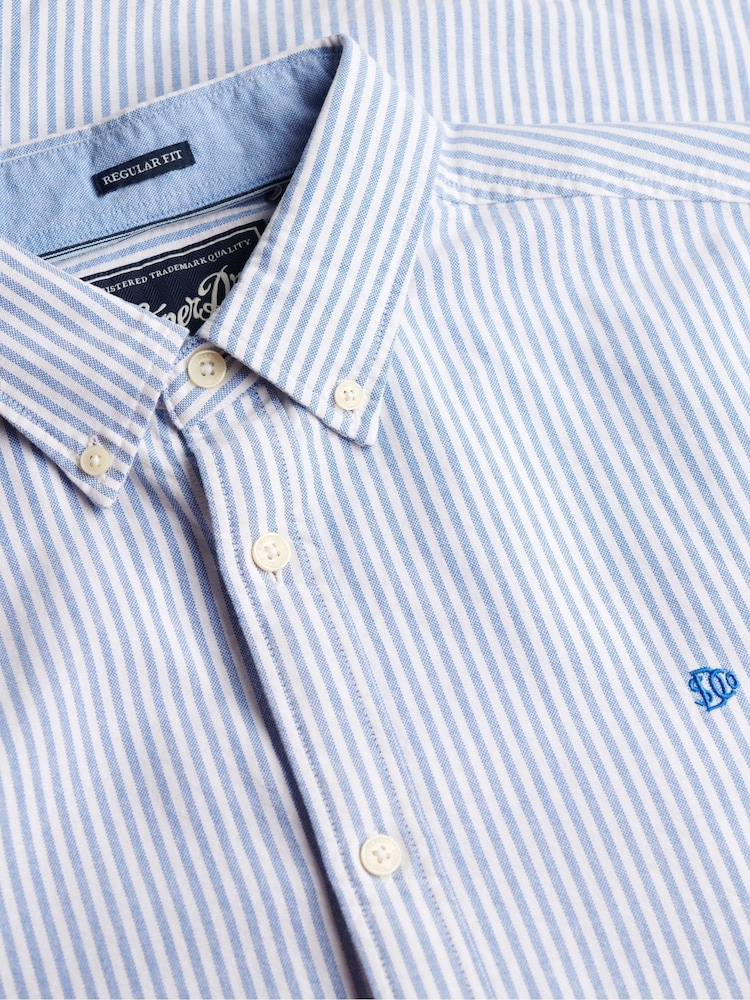 Superdry Blue Pinstripe Preppy Oxford Short Sleeve Shirt - Image 7 of 7