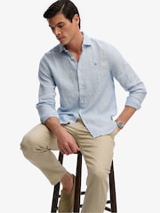 Superdry Blue Riviera Long Sleeve Shirt - Image 4 of 5