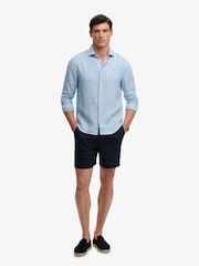 Superdry Blue Riviera Long Sleeve Linen Shirt - Image 5 of 5