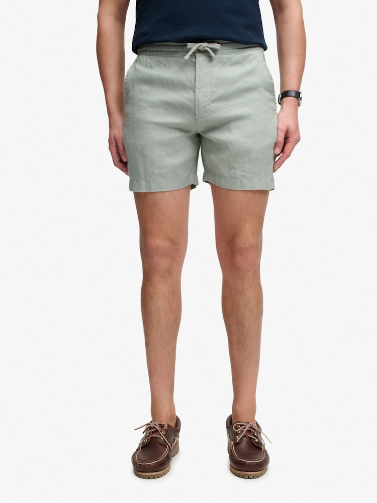 Superdry Green Merchant Linen Shorts - Image 1 of 5