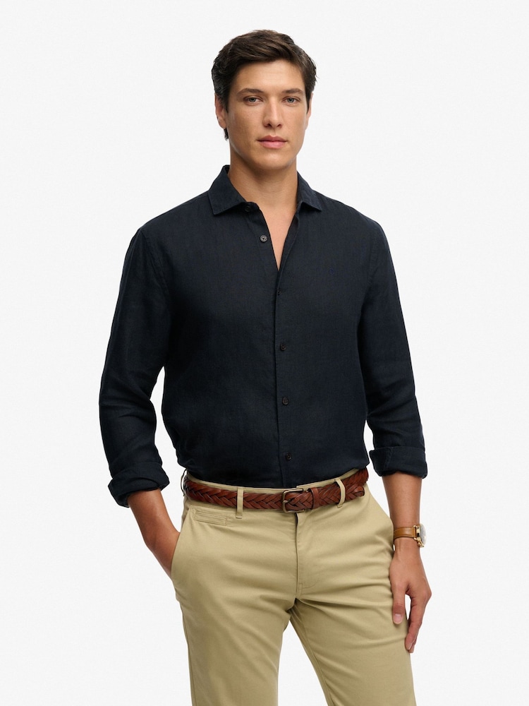 Superdry Blue Riviera Long Sleeve Shirt - Image 1 of 5