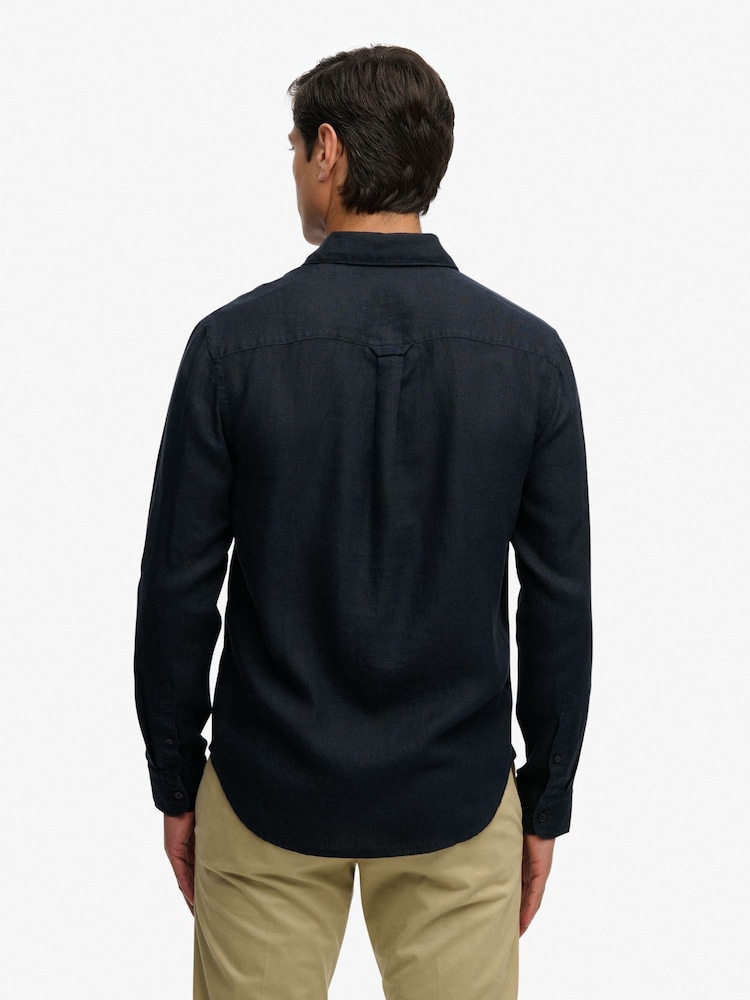 Superdry Blue Riviera Long Sleeve Shirt - Image 2 of 5