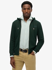 Superdry Green Essential Logo Half Brushed Zip Hoodie - Image 1 of 6