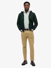 Superdry Green Essential Logo Half Brushed Zip Hoodie - Image 3 of 6