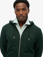 Superdry Green Essential Logo Half Brushed Zip Hoodie - Image 5 of 6