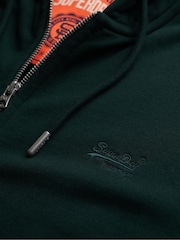 Superdry Green Essential Logo Half Brushed Zip Hoodie - Image 6 of 6