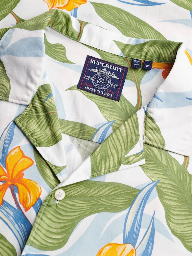 Superdry White Hawaiian Print Short Sleeve Shirt - Image 7 of 7 Superdry White Hawaiian Print Short Sleeve Shirt - Image 7 of 7