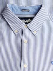 Superdry Azure Blue Chalk Stripe Essentials Oxford Shirt - Image 7 of 7