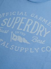 תכול - Superdry חולצת טי עם הדפס באפקט דהוי, דגם Dockside - תמונה 7 מתוך 7