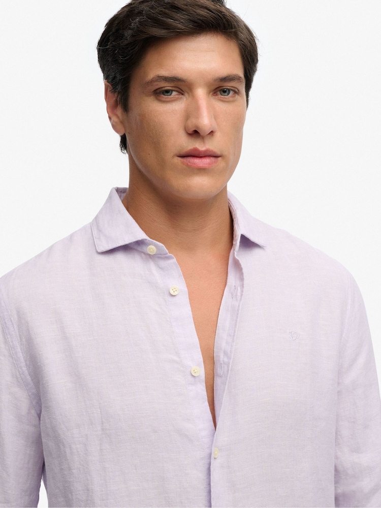 Superdry Purple Riviera Long Sleeve Shirt - Image 1 of 7