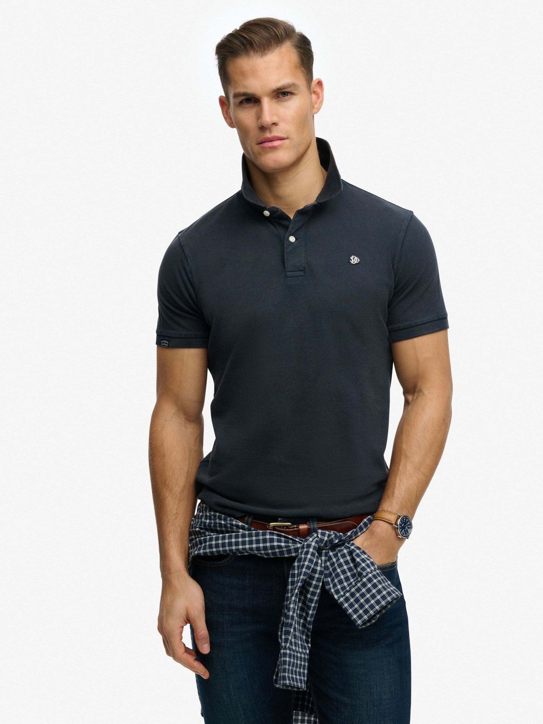 Superdry Blue Polo Vintage Destroy - Image 4