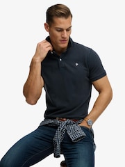 Superdry Blue Vintage Destroy Polo Shirt - Image 1 of 6