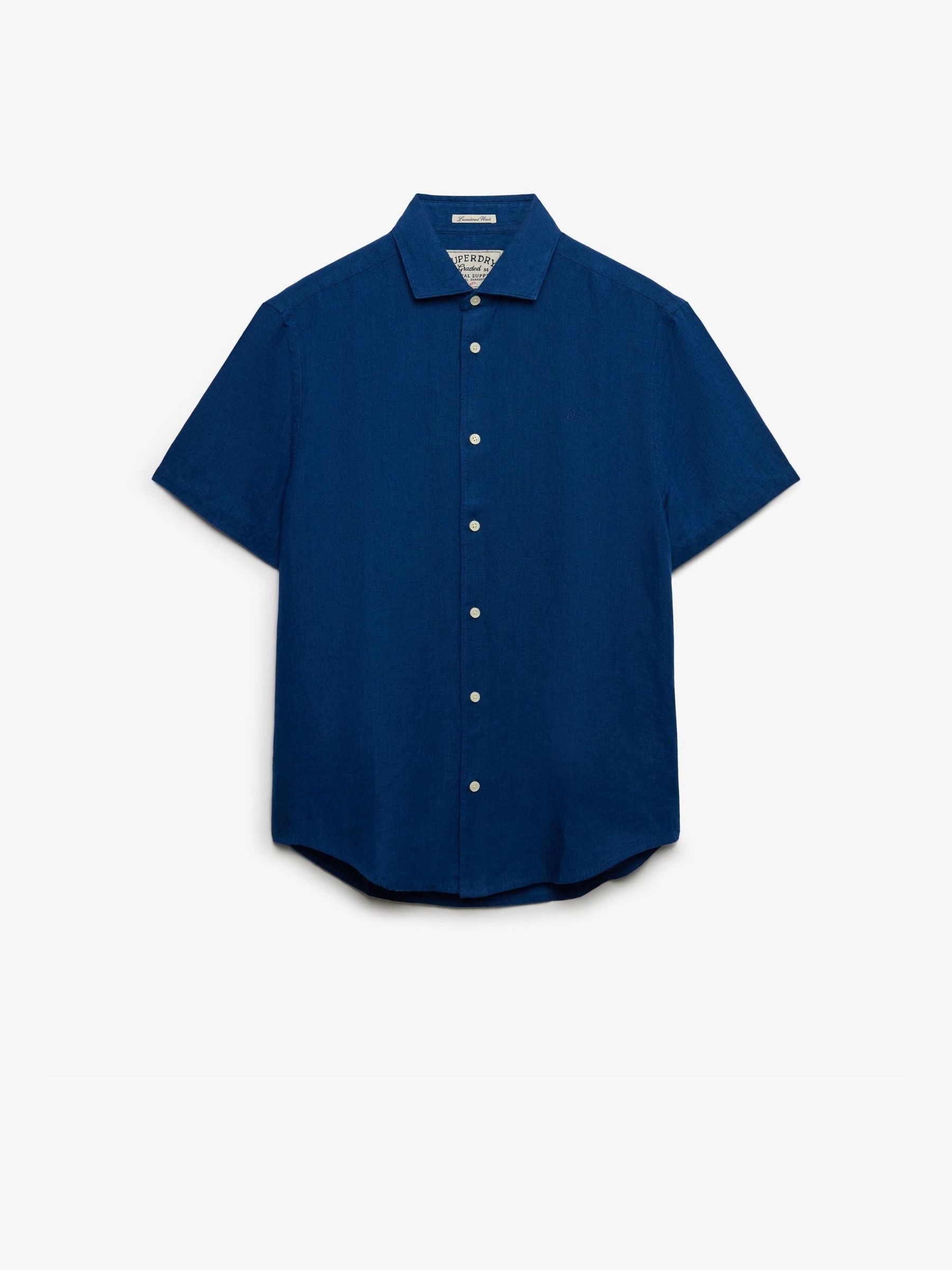 Buy Superdry French Blue Riviera Short Sleeve Linen Shirt from