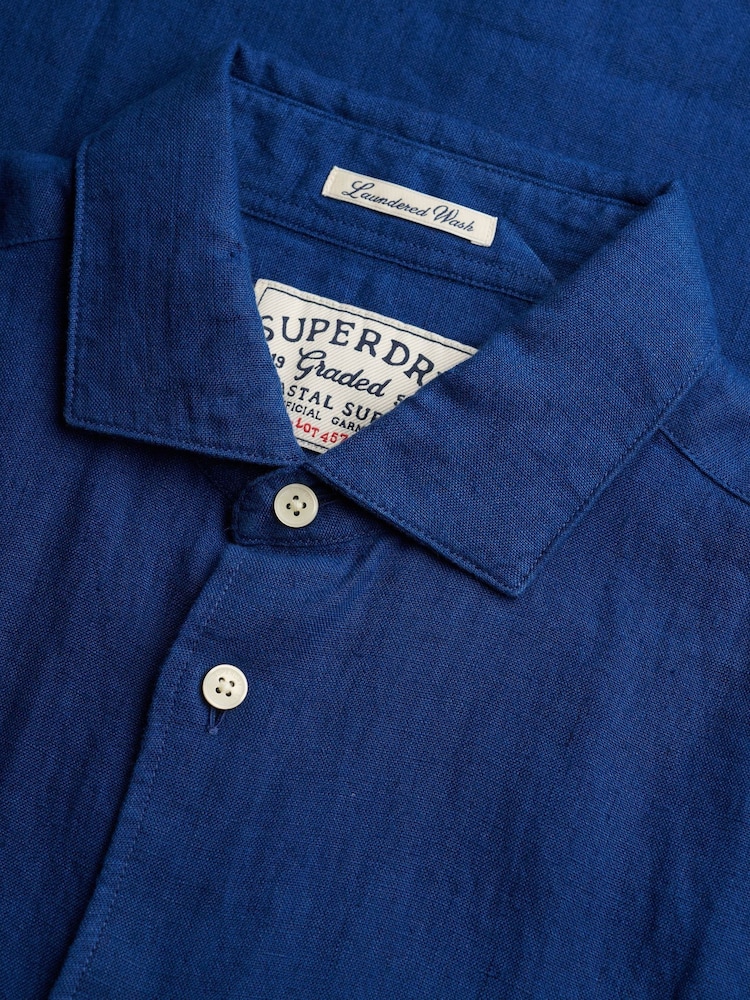 Fransk Blå - Superdry Riviera kortermet linskjorte - Bilde 9 av 9