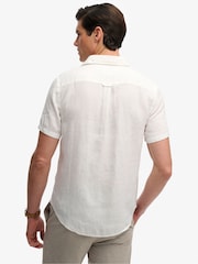 Superdry White Riviera Short Sleeve Linen Shirt - Image 8 of 11