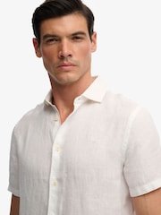 Superdry White Riviera Short Sleeve Linen Shirt - Image 9 of 11