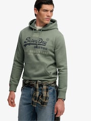 Superdry Green Vintage Logo Heritage Relaxed Hoodie - Image 3 of 5