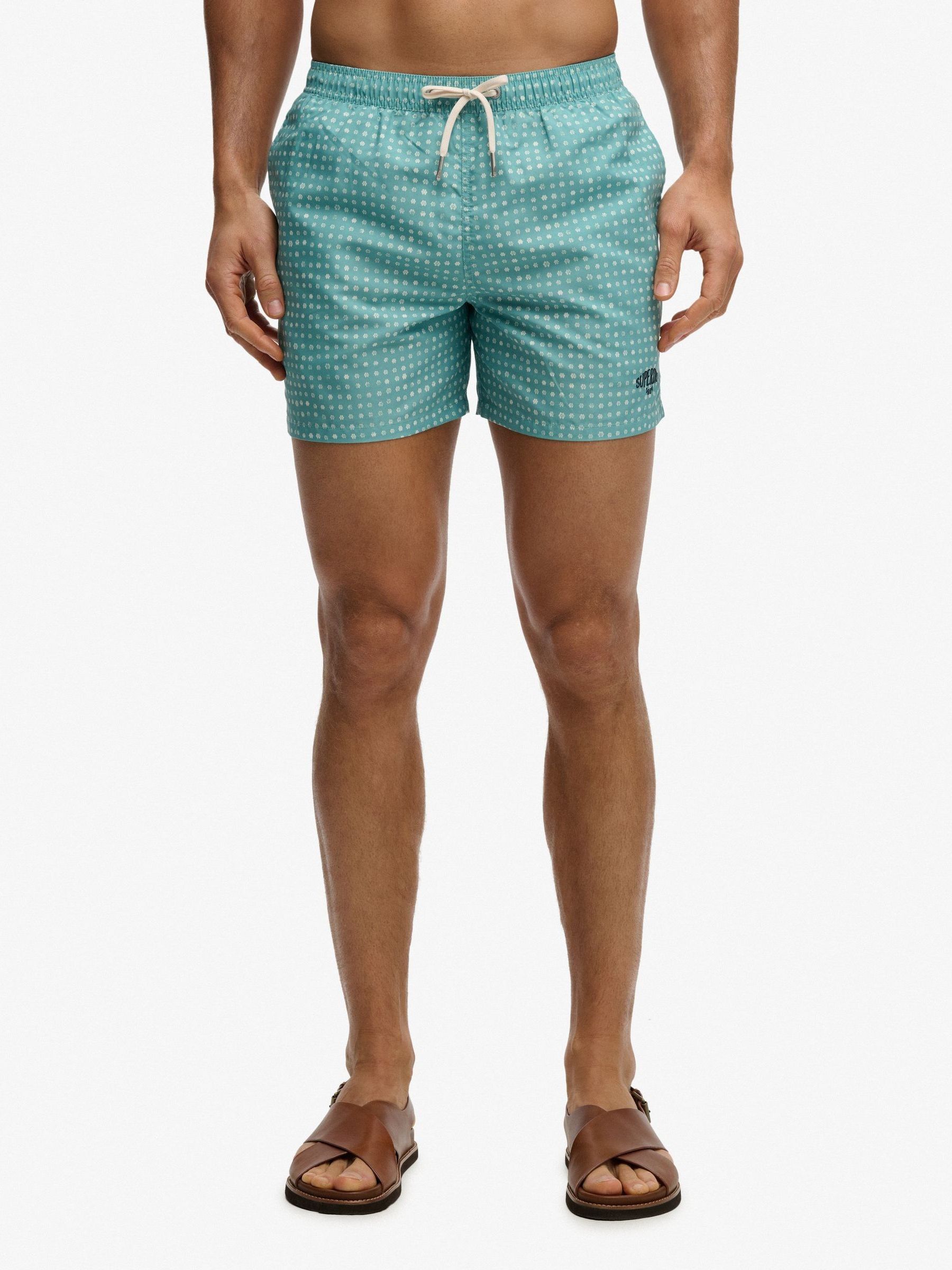 Superdry Men's Green Premium Printed 15 Swim Shorts
