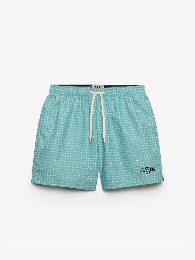 Superdry Green Premium Printed 15 Swim Shorts - Image 4 of 4