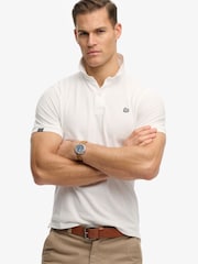 Superdry White Vintage Destroy Polo Shirt - Image 1 of 5