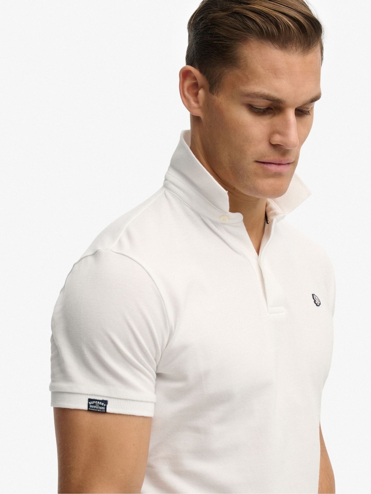 Superdry White Vintage Destroy Polo Shirt - Image 5 of 5