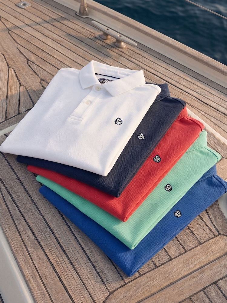 Superdry White Vintage Destroy Polo Shirt - Image 7 of 7