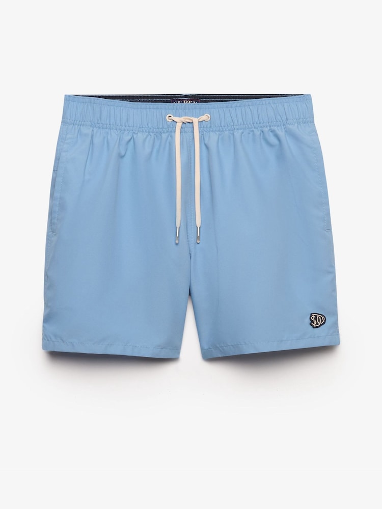 Superdry Endless Sky Blue Embroidered Logo Swim Shorts 15-Inch - Image 5 of 5 Superdry Endless Sky Blue Embroidered Logo Swim Shorts 15-Inch - Image 5 of 5