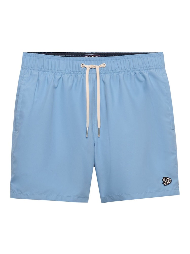 Superdry Endless Sky Blue Embroidered Logo Swim Shorts 15-Inch - Image 7 of 7 Superdry Endless Sky Blue Embroidered Logo Swim Shorts 15-Inch - Image 7 of 7