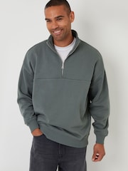 Threadbare Blue Relaxed Fit Half Zip Sweatshirt - Image 1 of 4