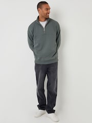 Threadbare Blue Relaxed Fit Half Zip Sweatshirt - Image 3 of 4