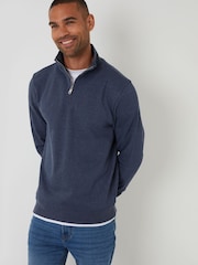 Threadbare Blue Mock T-Shirt Quarter Zip Sweatshirt - Image 1 of 4