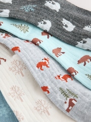 Blue Winter Animals Ankle Socks 5 Pack - Image 6 of 7
