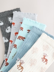 Blue Winter Animals Ankle Socks 5 Pack - Image 7 of 7