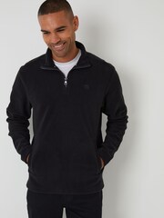 Threadbare Black 2 Pack Quarter Zip Microfleece Sweatshirts - Image 2 of 5