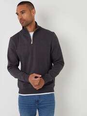 Threadbare Grey Mock T-Shirt Quarter Zip Sweatshirt - Image 1 of 4