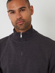 Threadbare Grey Mock T-Shirt Quarter Zip Sweatshirt - Image 4 of 4