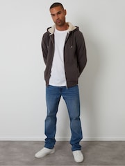 Threadbare Brown Borg Lined Zip Through Hoodie - Image 3 of 4