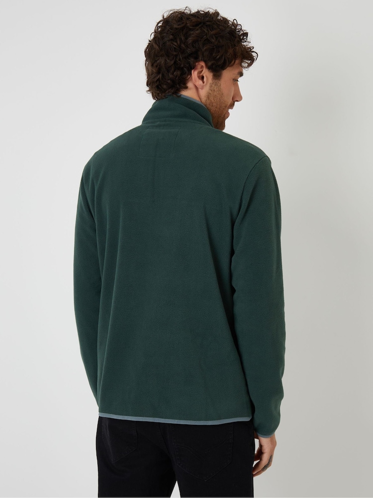 Threadbare Green Microfleece Quarter Zip Sweatshirt - Image 2 of 4 Threadbare Green Microfleece Quarter Zip Sweatshirt - Image 2 of 4