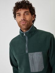 Threadbare Green Microfleece Quarter Zip Sweatshirt - Image 4 of 4