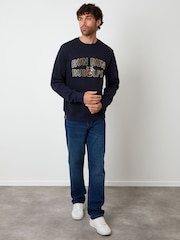Threadbare Blue Christmas Graphic Print Crew Neck Sweatshirt - Image 3 of 4