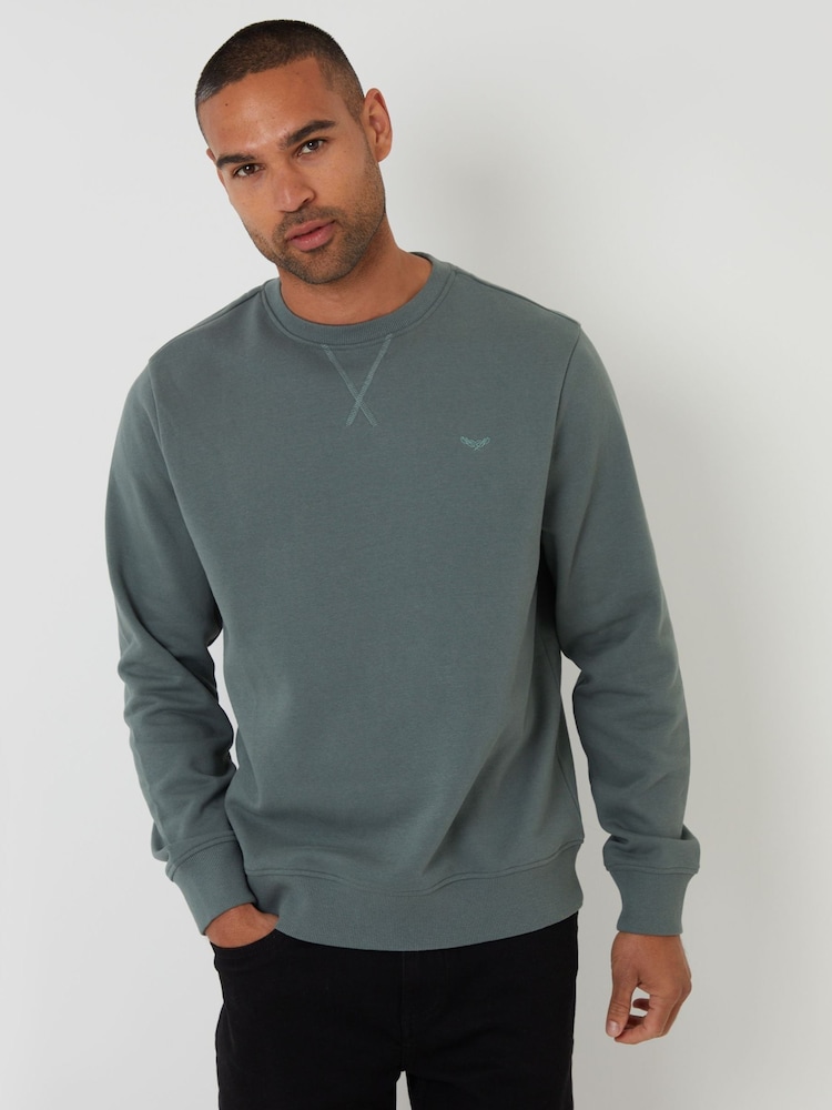 Threadbare Blue Crew Neck Sweatshirt - Image 1 of 4 Threadbare Blue Crew Neck Sweatshirt - Image 1 of 4