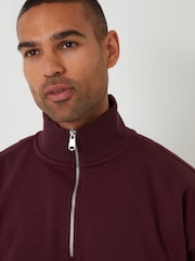Threadbare Red Relaxed Fit Half Zip Sweatshirt - Image 4 of 4