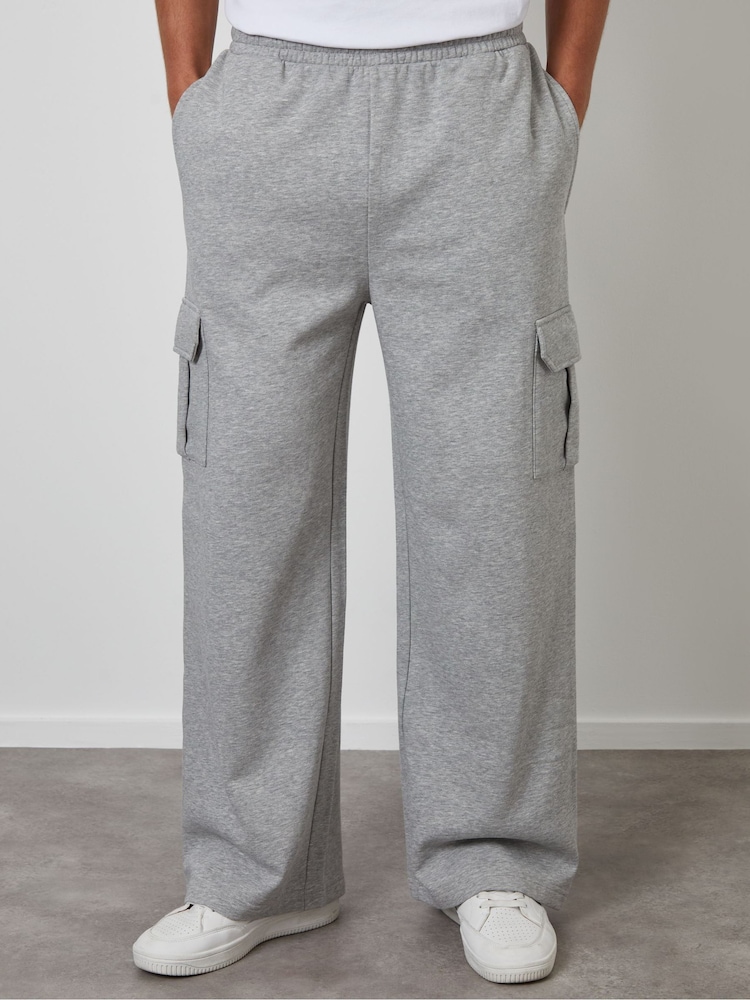 Threadbare Grey Wide Leg Cargo Joggers - Image 1 of 4 Threadbare Grey Wide Leg Cargo Joggers - Image 1 of 4