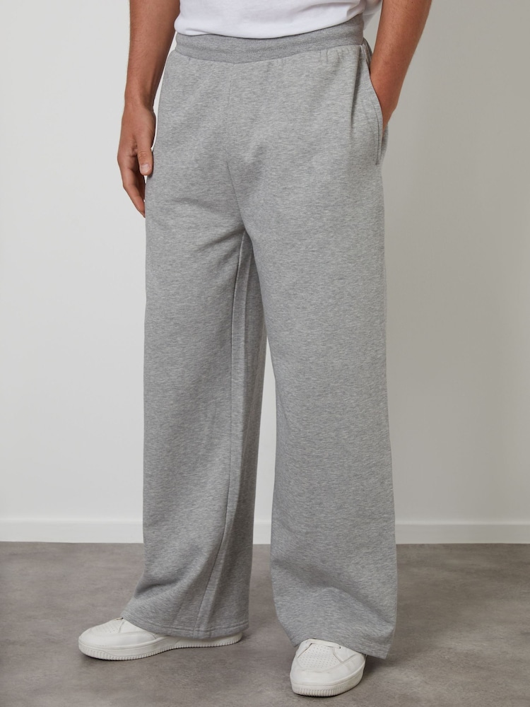 Threadbare Grey Wide Leg Pique Joggers - Image 1 of 4 Threadbare Grey Wide Leg Pique Joggers - Image 1 of 4