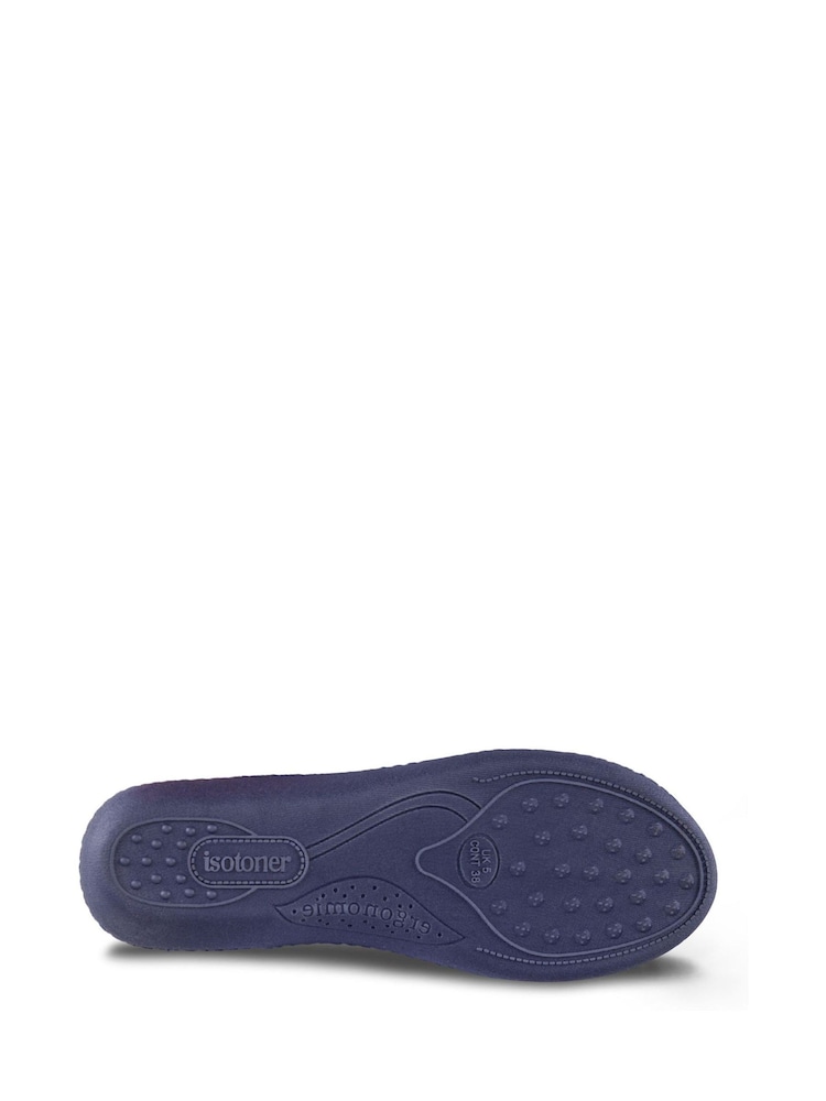 Totes Blue Isotoner Ladies Sparkle Velour Heeled Mules - Image 5 of 5